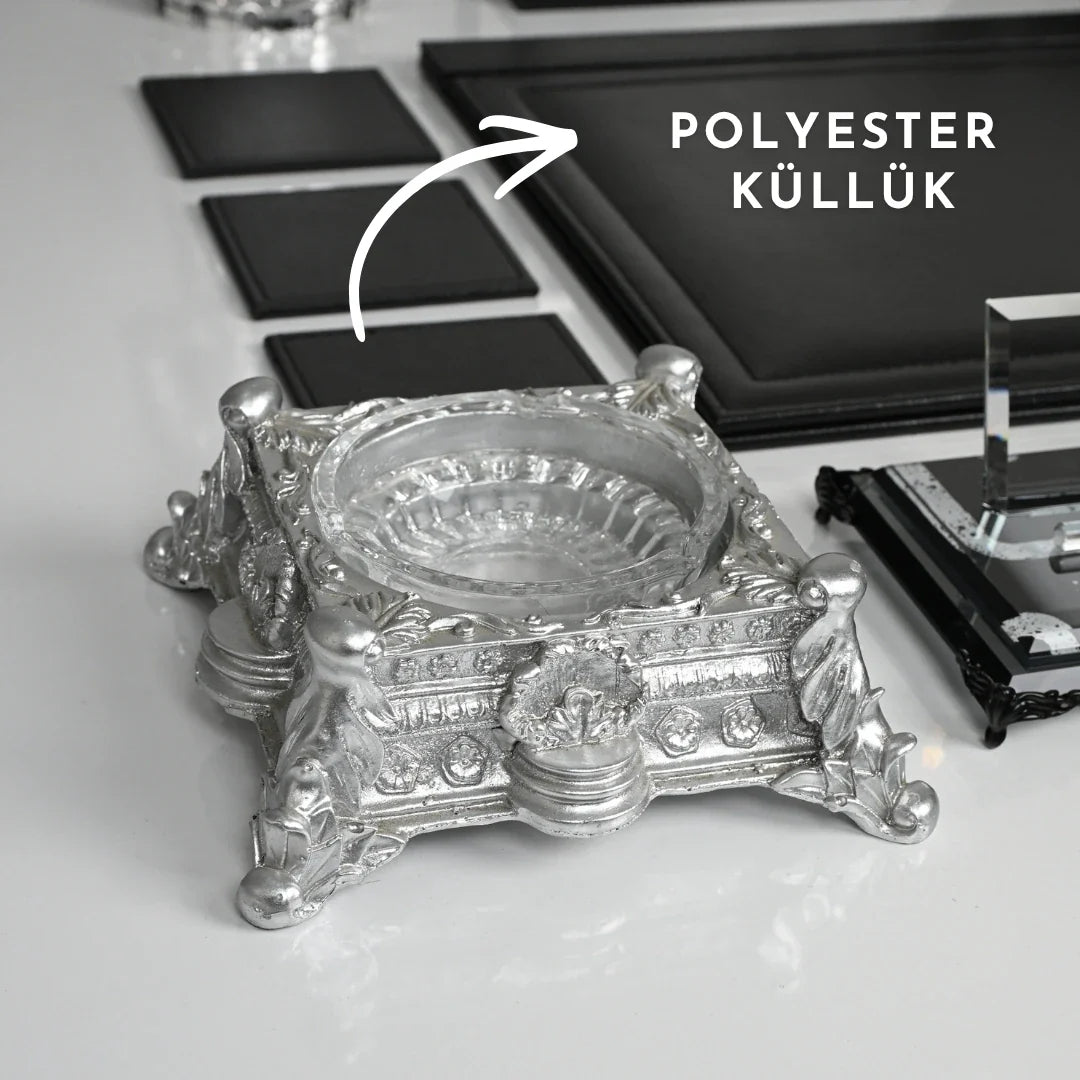Piano Black | 20-Piece Premium Crystal Desk Set & Nameplate Set