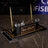 Diamond Crystal Desk Nameplate Desktop Set - Black Glass Gold