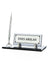 Crystal Glass Desk Nameplate with Single Pen Holder, Silver - Desktop Office Nameplate