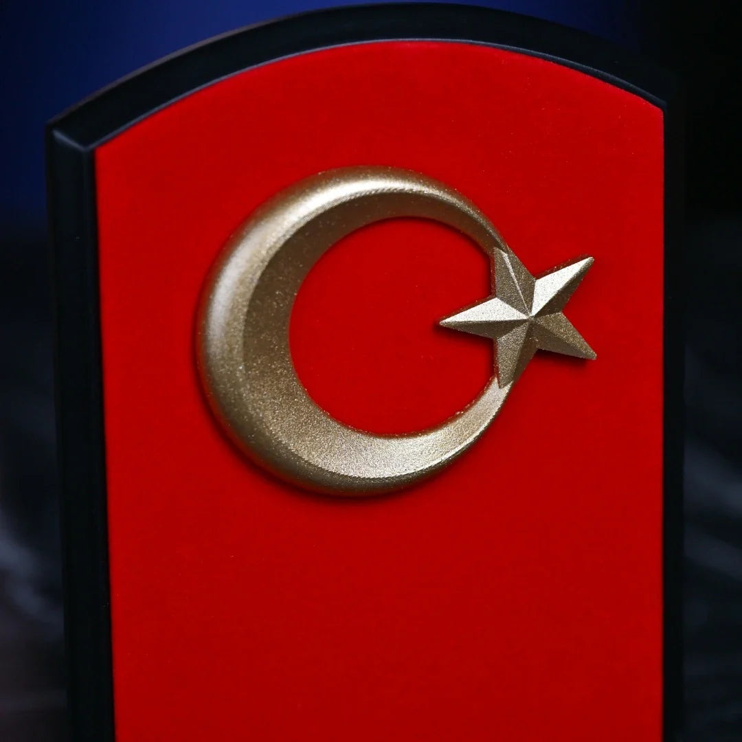 Wooden-Base Turkish Flag - Personalized