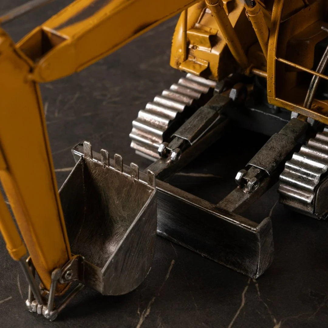 Metal Excavator Construction Vehicle Model - Handmade Antique Decorative Model