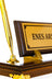 Gold-Base Wooden Desk Nameplate with Single Pen Holder