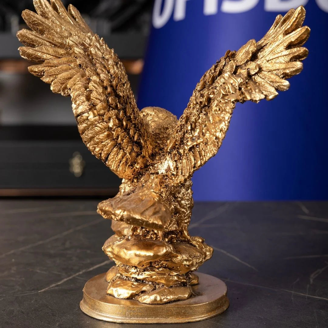 2-Piece Eagle Figurine Set | Gold Polyester