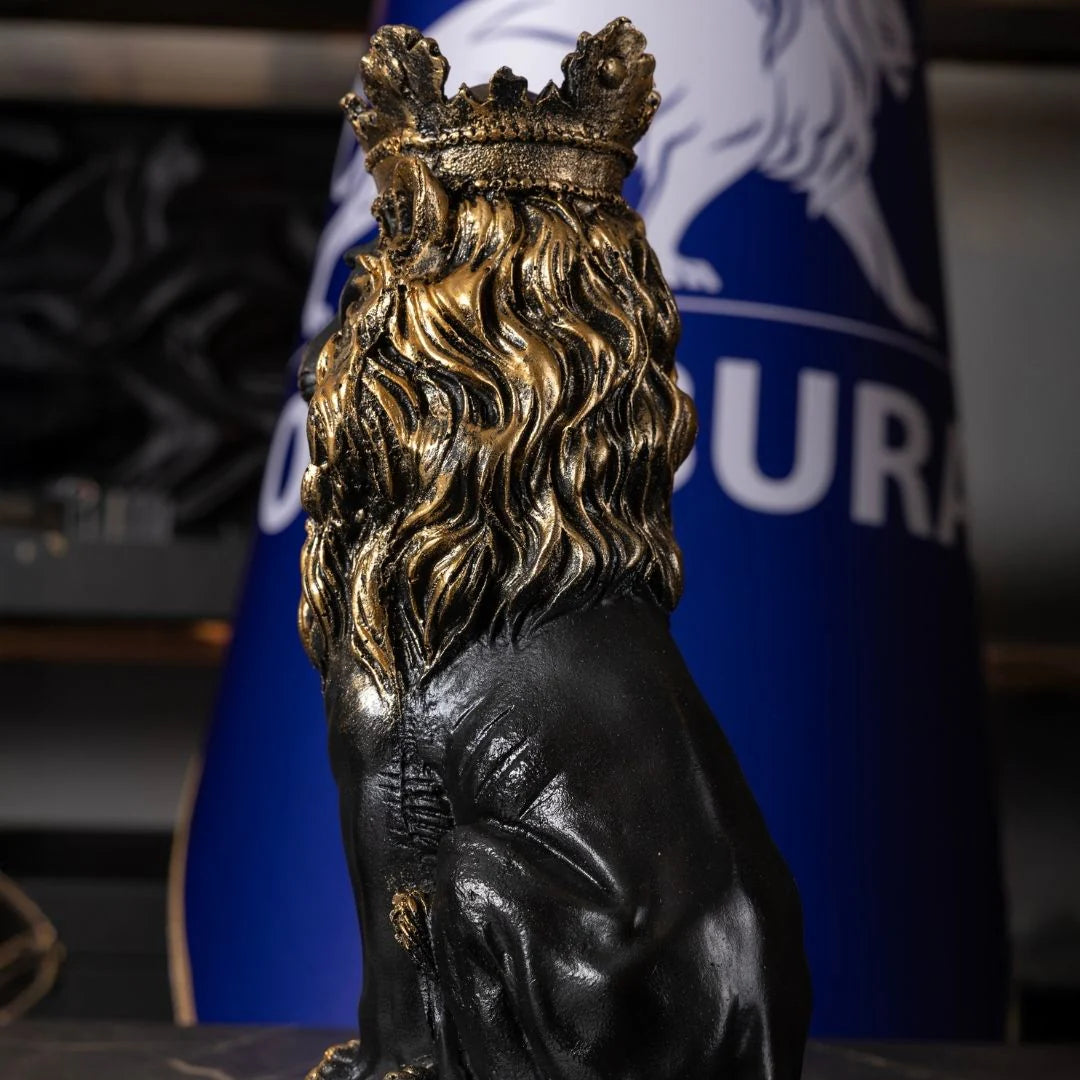 2-Piece Black King Lion Figurine Set | 35 cm Polyester