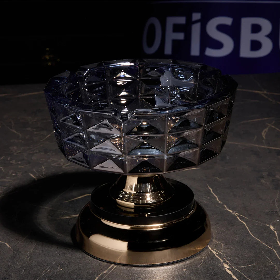 Elegant Series Smoke Crystal Ashtray & Candy Dish - 15 cm Footed Luxury Office Object