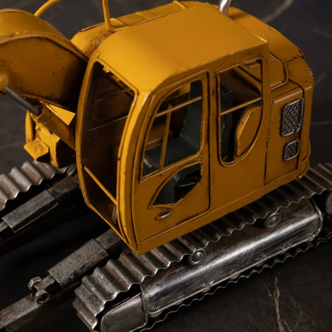 Metal Excavator Construction Vehicle Model - Handmade Antique Decorative Model
