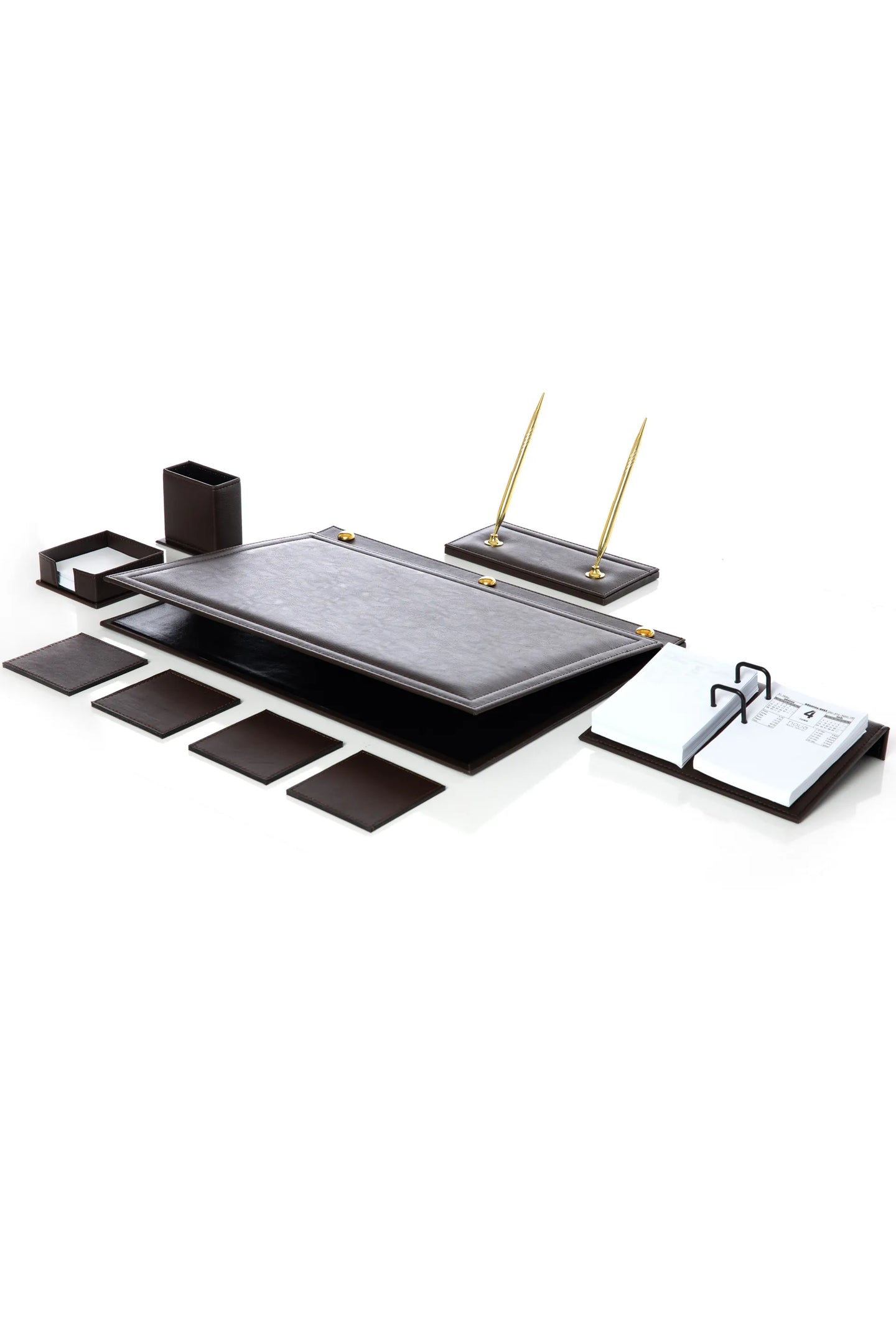 9-Piece Leather Desk Set with Accessories