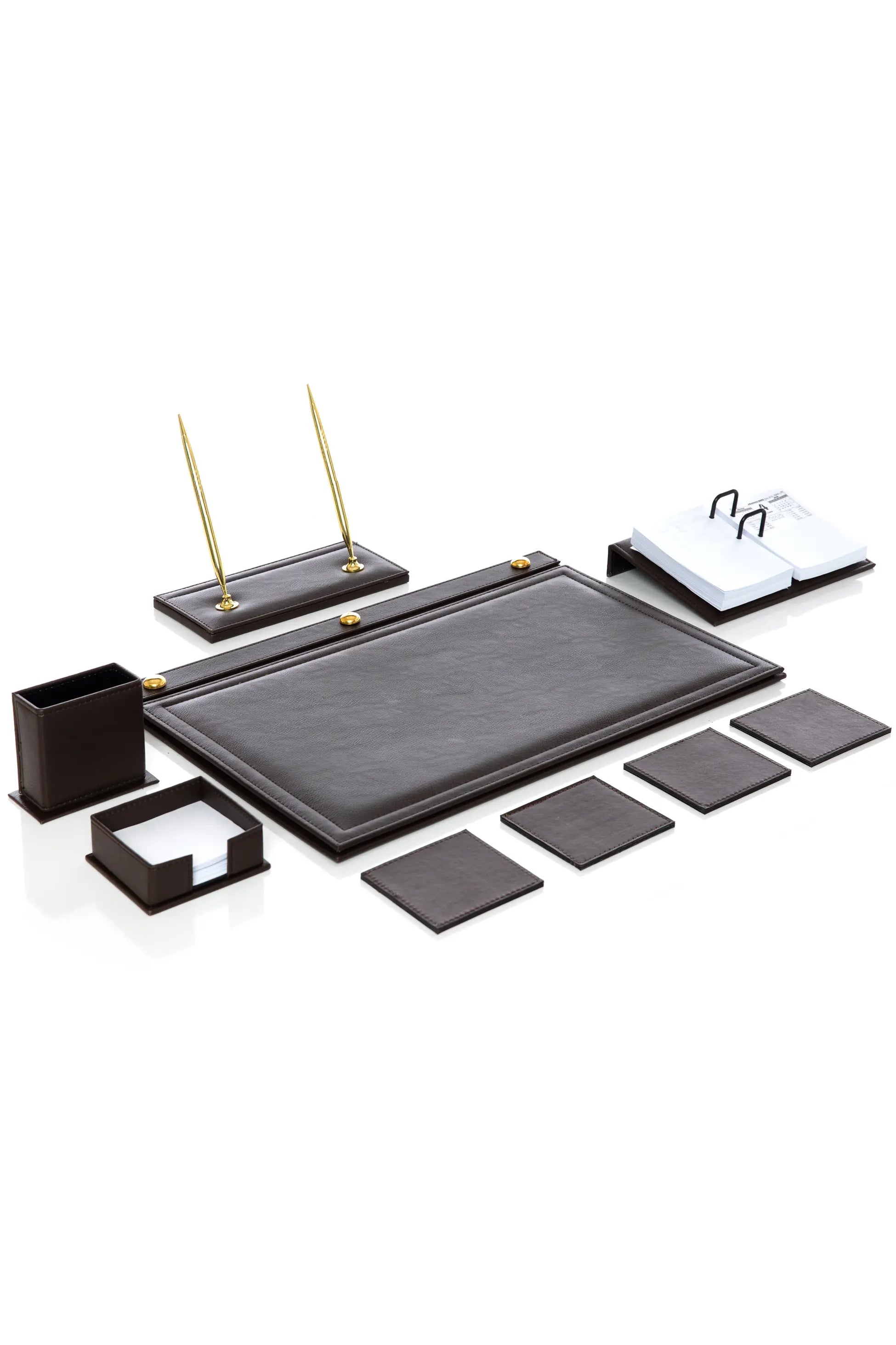 9-Piece Leather Desk Set with Accessories