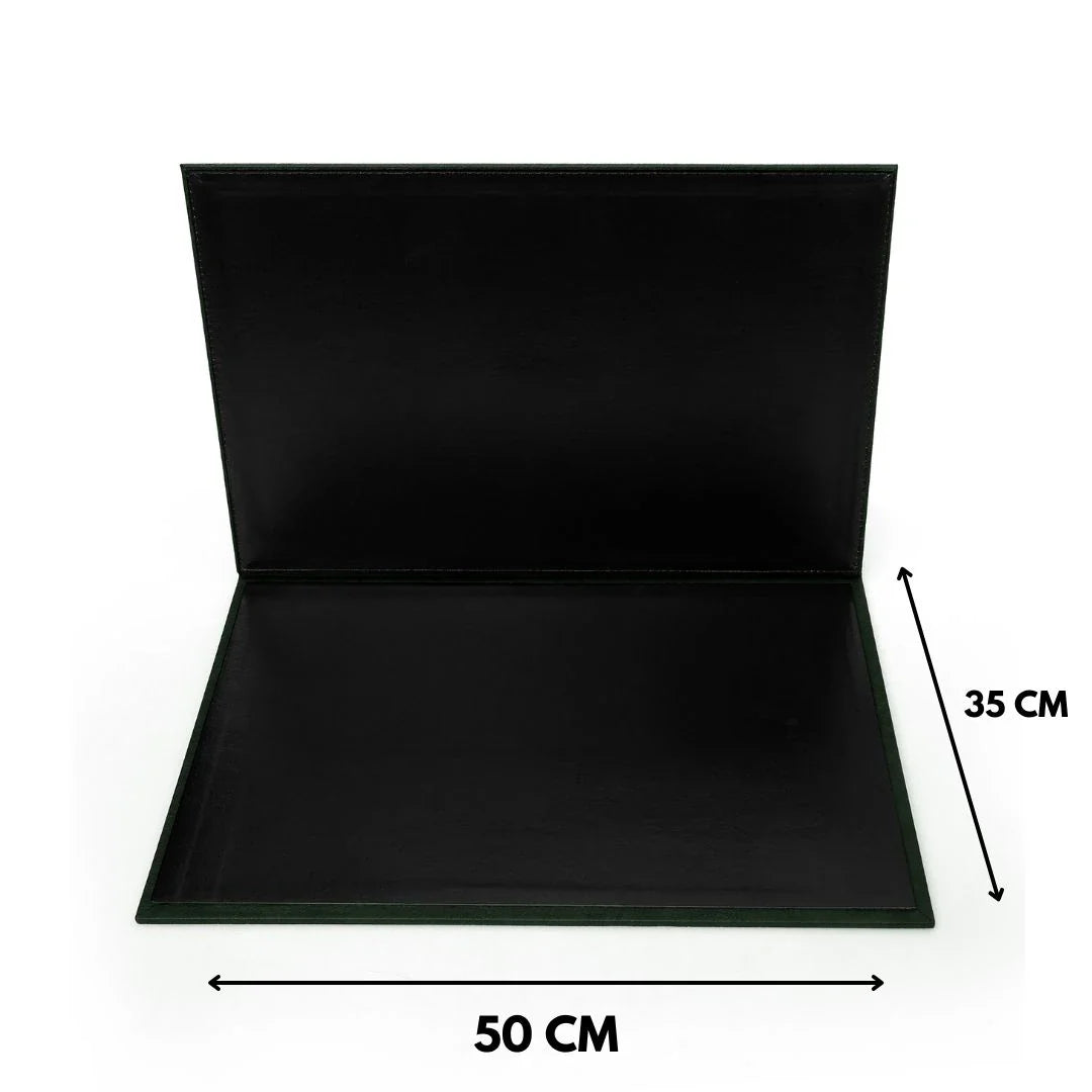 Large Leather Desk Set with Flap - Green | 50x35 cm (4 Free Coasters)