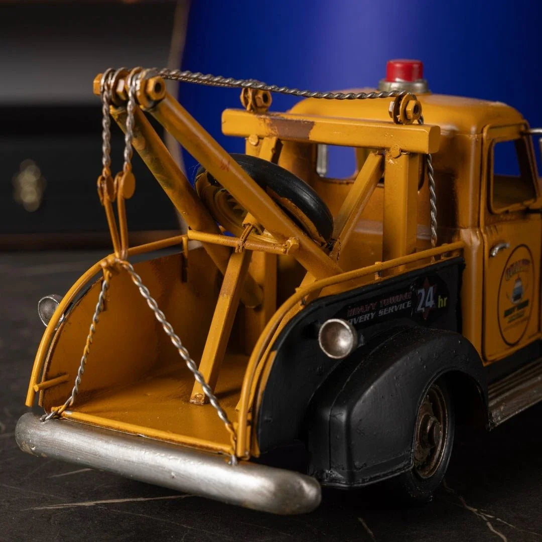 Metal Tow Truck Model - Handmade Vintage Decorative Model