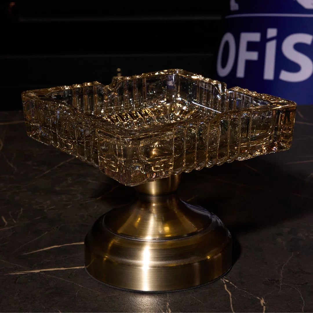 Elegant Series Square Crystal Ashtray & Candy Dish - 15 cm Footed Luxury Office Object