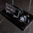 Signature Black Marble Desktop Nameplate Set with Clock & Dual Pen Holder - Personalized Desk Nameplate