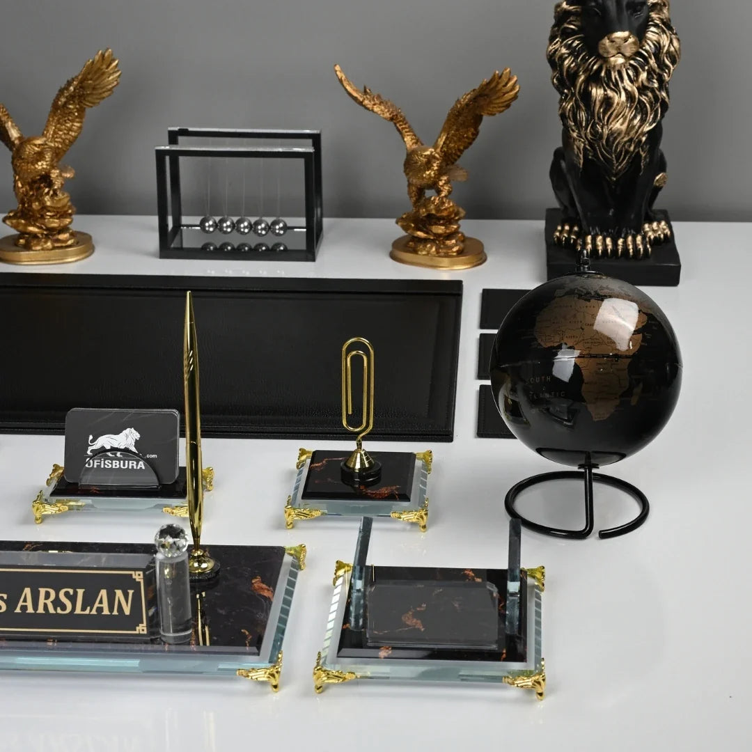 Elegance | 20-Piece Premium Crystal Desk Set & Nameplate Set