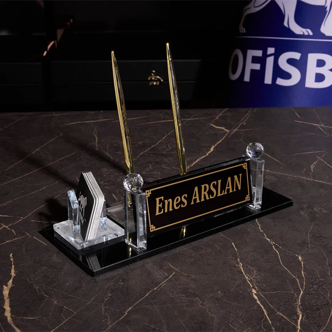Majesty | Crystal Desk Nameplate – Gold
