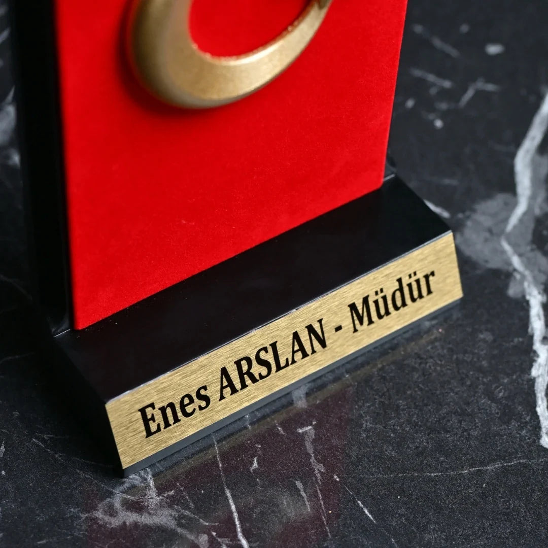Wooden-Base Turkish Flag - Personalized