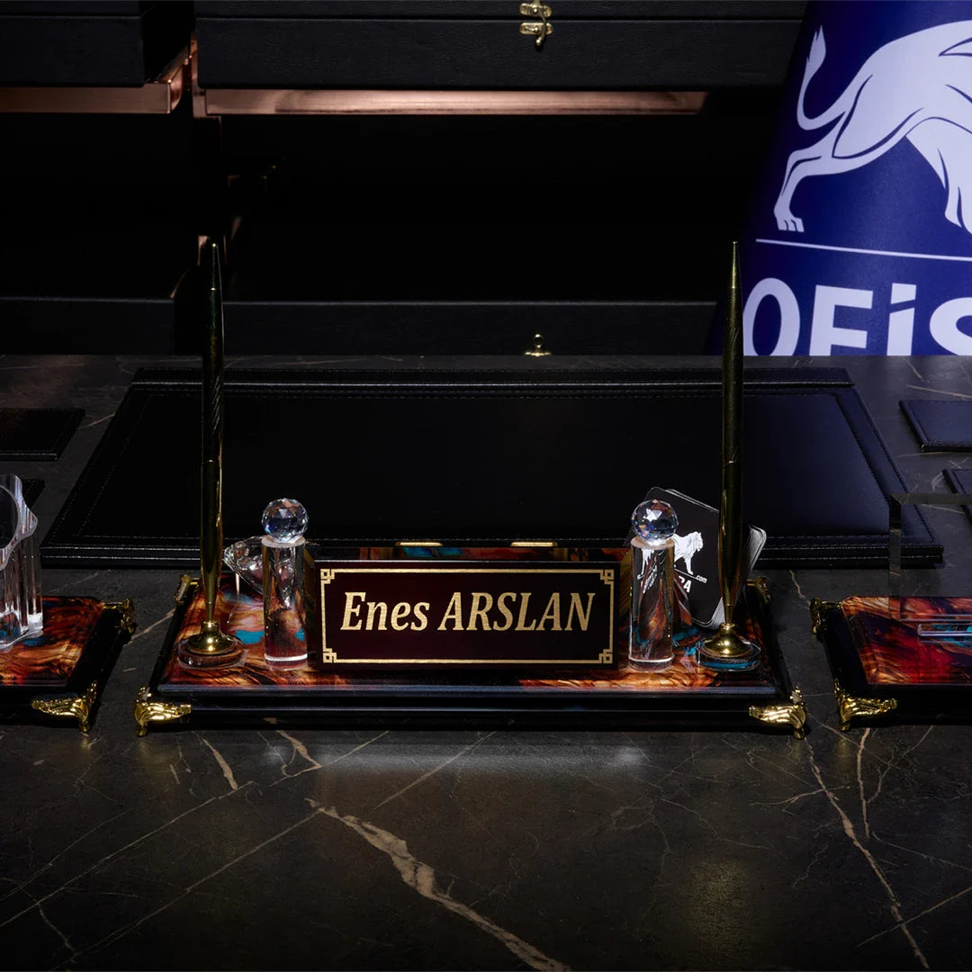 Royalty | 8-Piece Crystal Desk Set & Nameplate Set