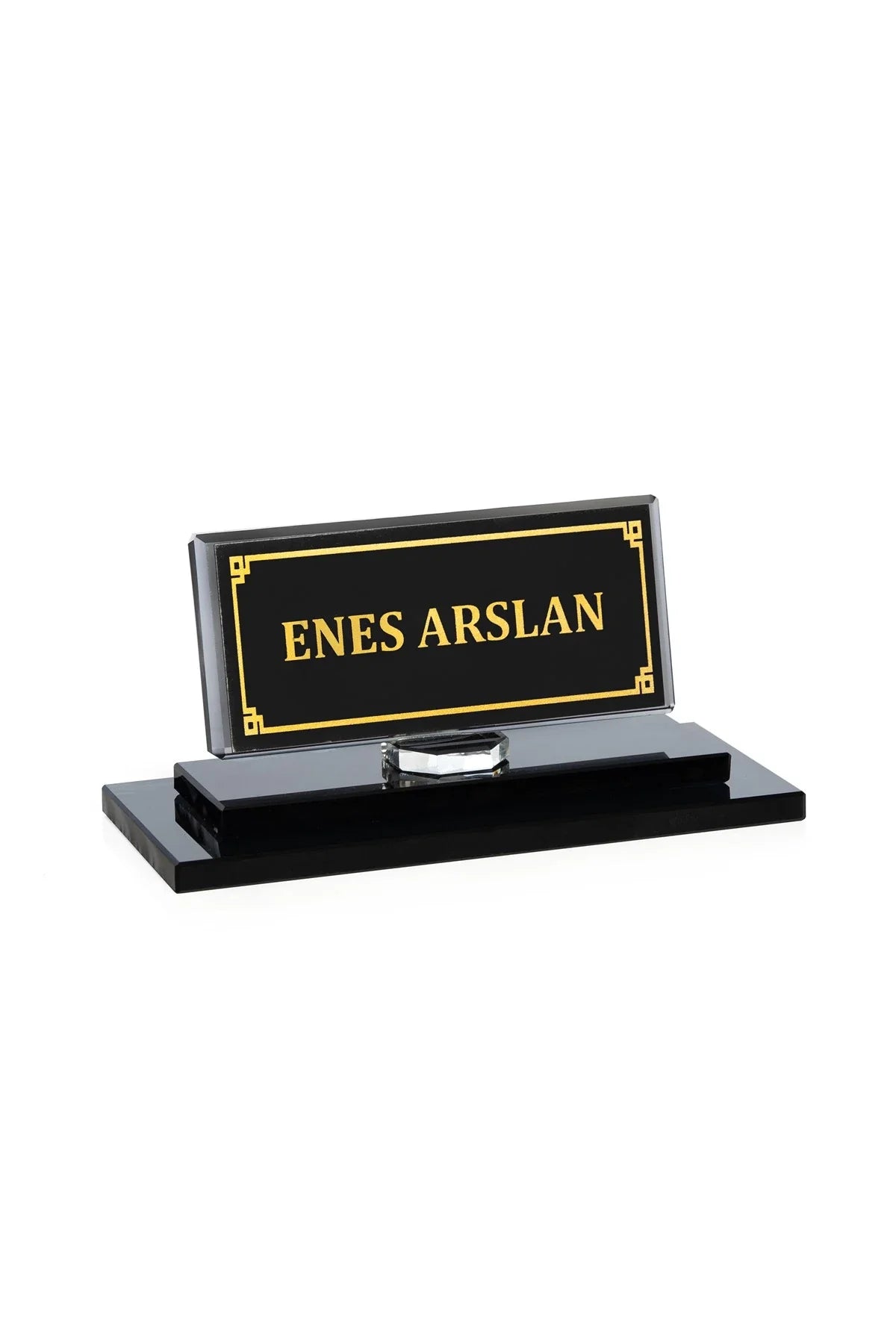 Liberty Crystal Desk Nameplate Black - Office Desktop Nameplate