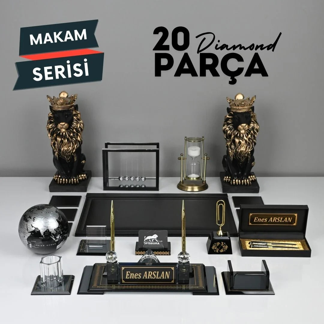 Diamond | 20-Piece Crystal Desk Set & Nameplate Set