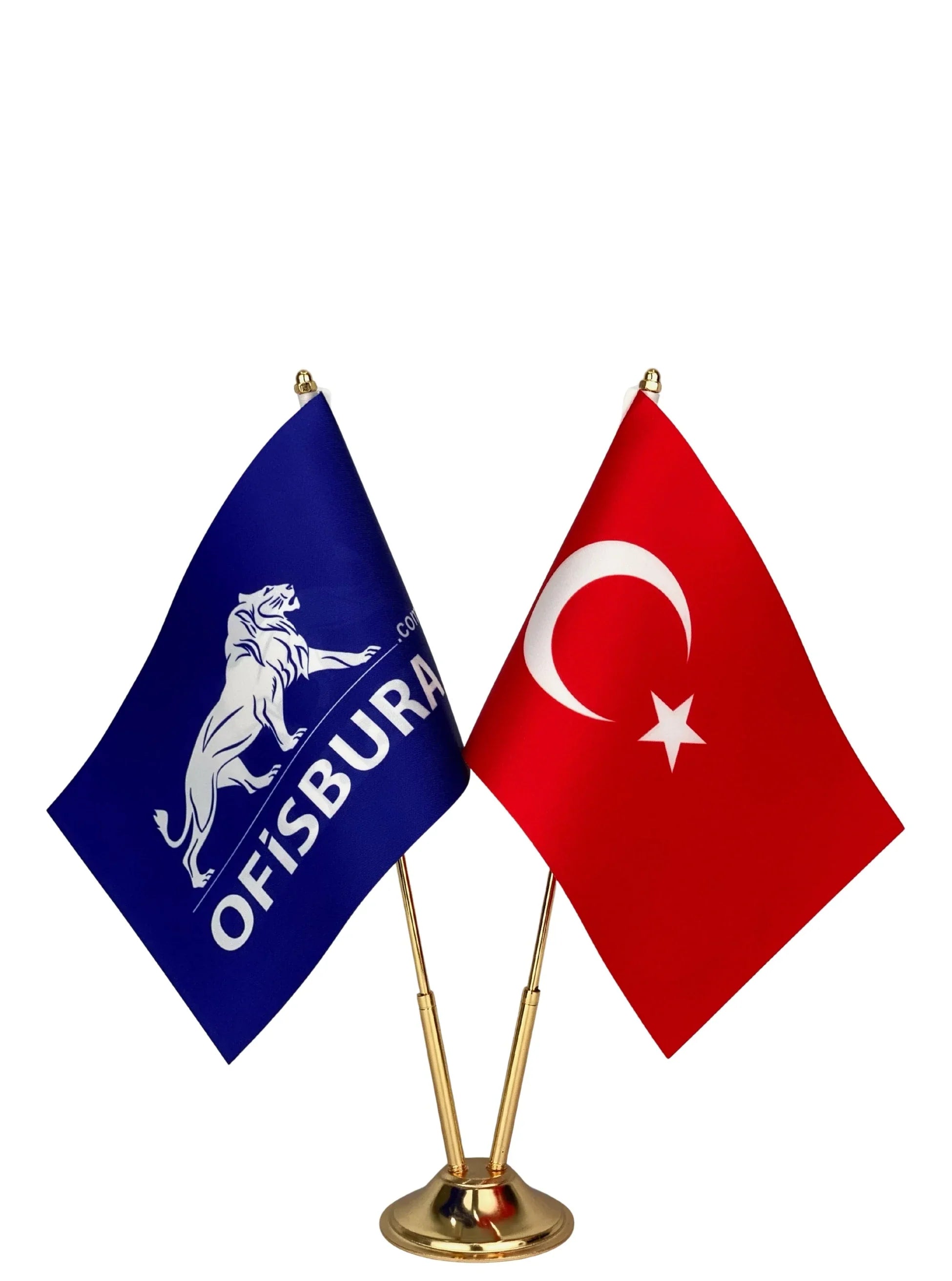 Table Flag | Logo & Turkish Flag Gold Pole