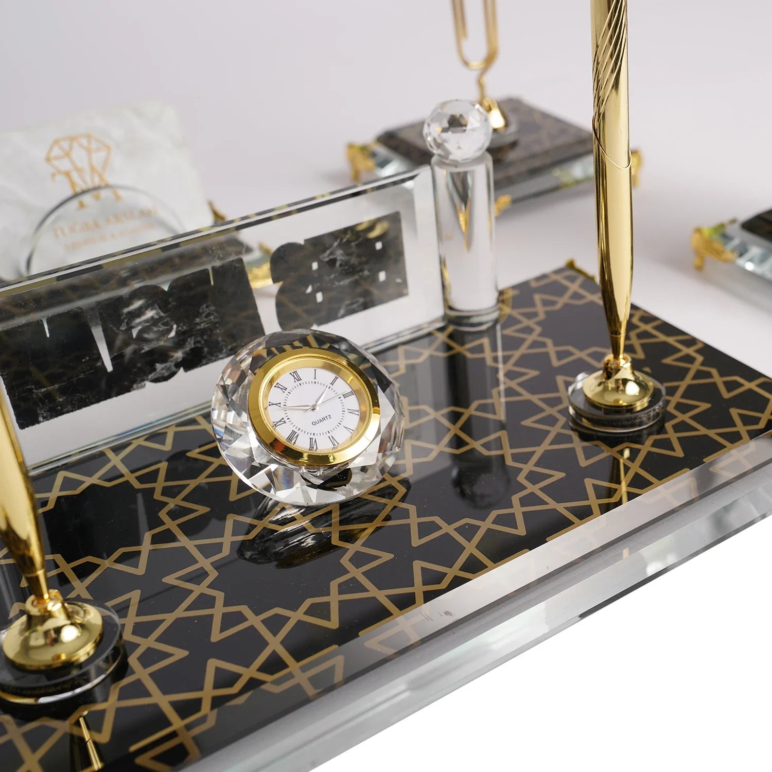 Prestige | Gift-Boxed 6-Piece Crystal Desk Set & Nameplate Set