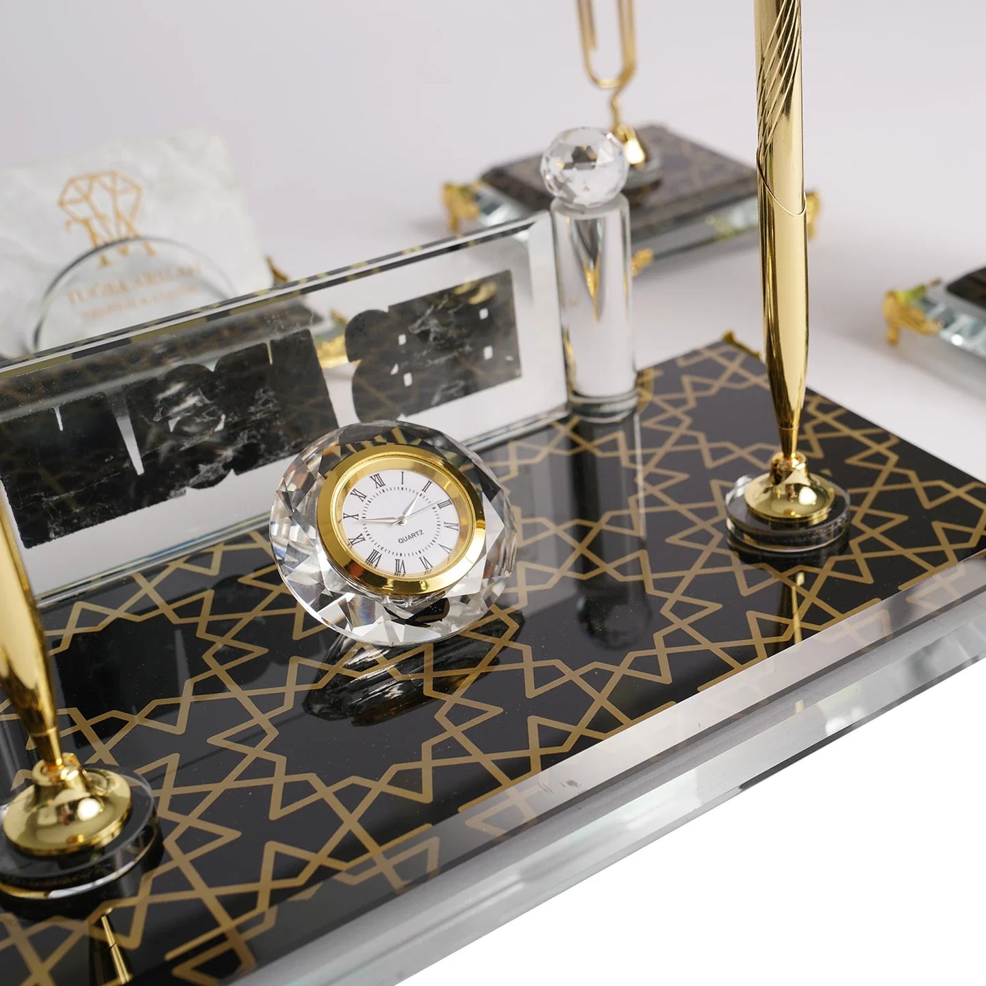 Prestige | Gift-Boxed 6-Piece Crystal Desk Set & Nameplate Set