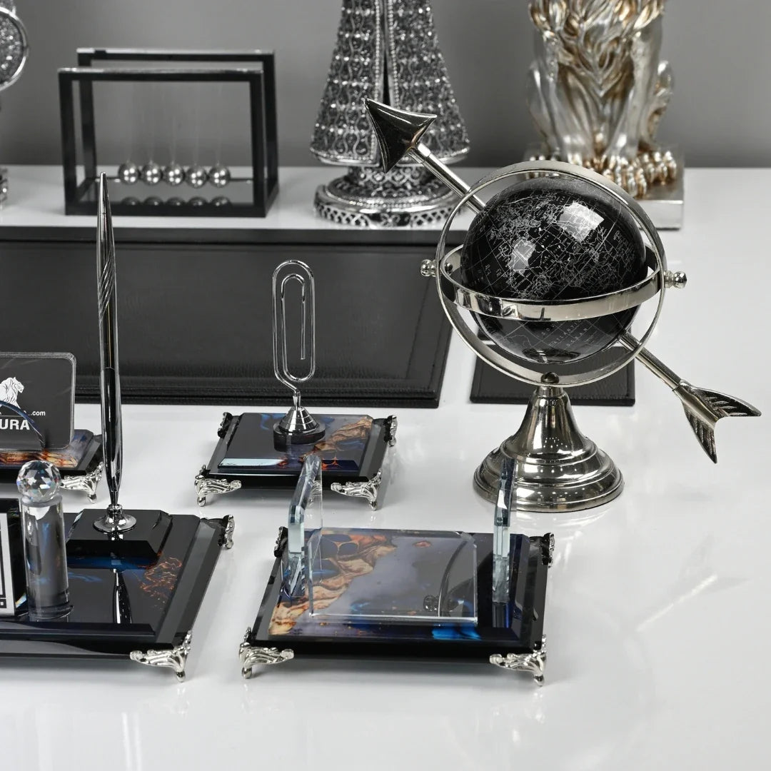 Sapphire | 20-Piece Premium Crystal Desk Set & Nameplate Set