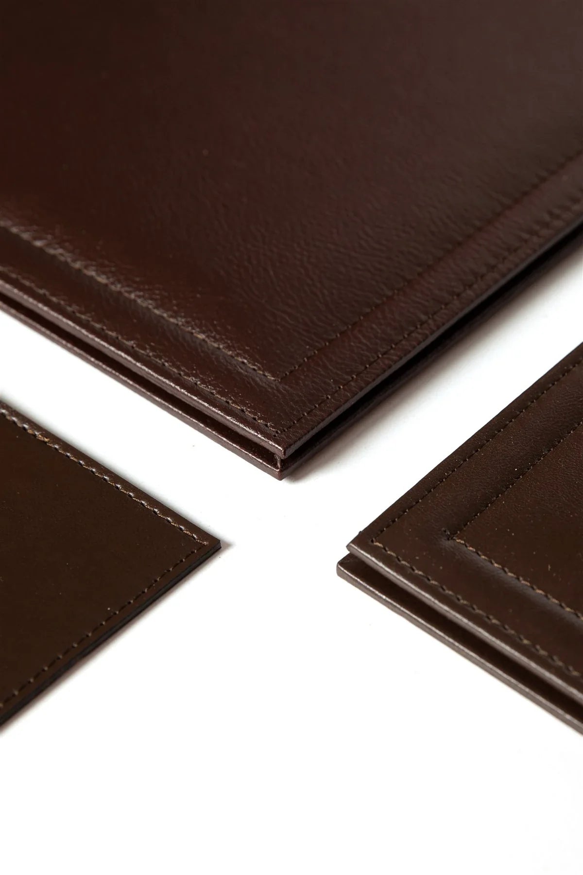 Leather Desk Set with Wooden Nameplate, 10 Pieces