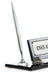 Crystal Glass Desk Nameplate with Single Pen Holder, Silver - Desktop Office Nameplate