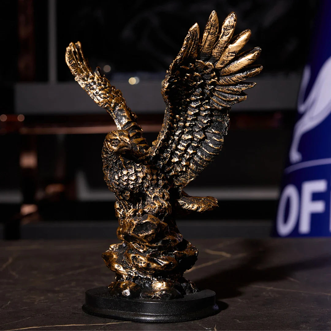 2-Piece Eagle Figurine Set | Black Polyester