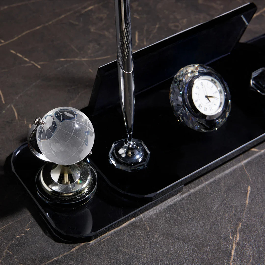 Global | Crystal Desk Nameplate – Silver