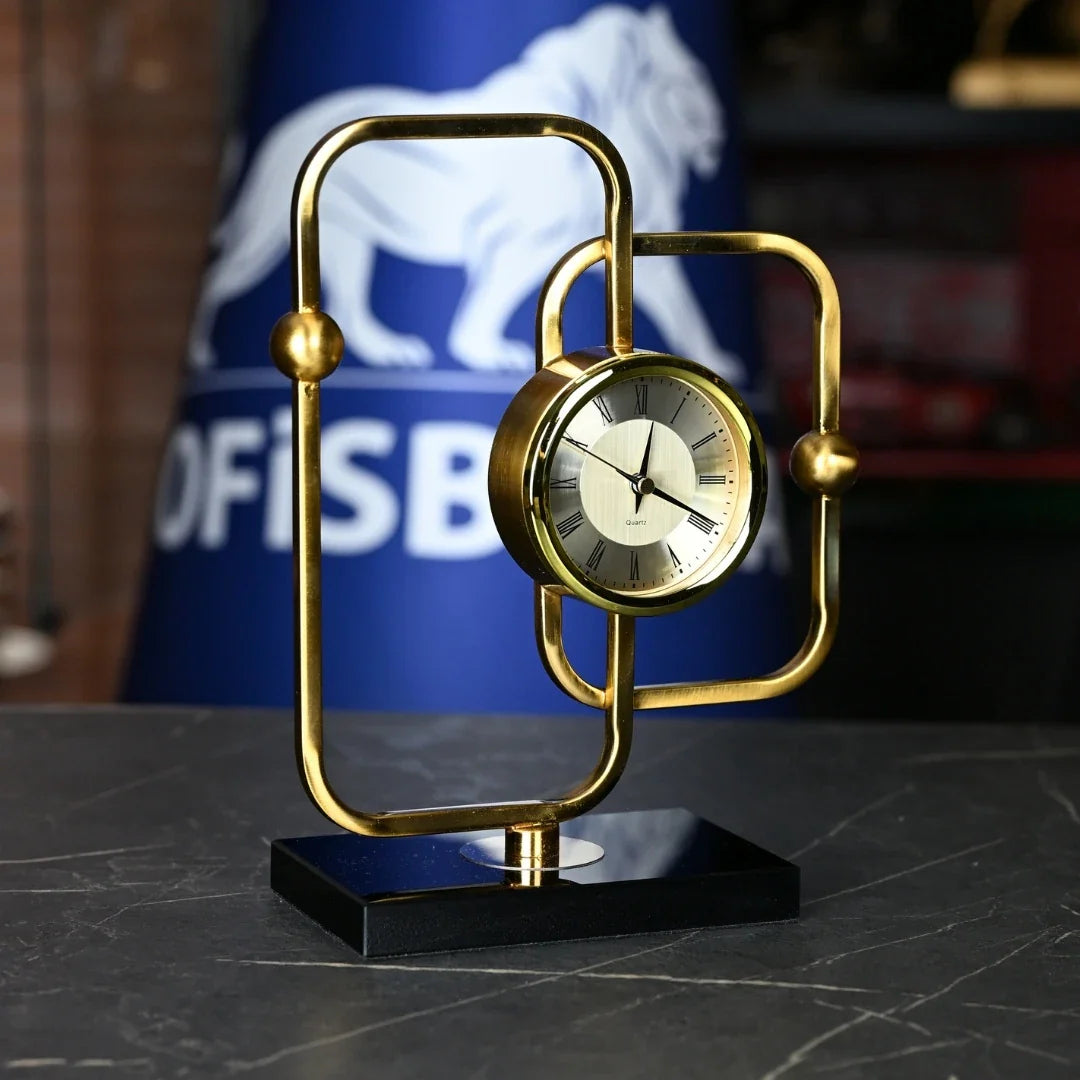 Modern Gold 30 cm Metal-Body Analog Desk Clock