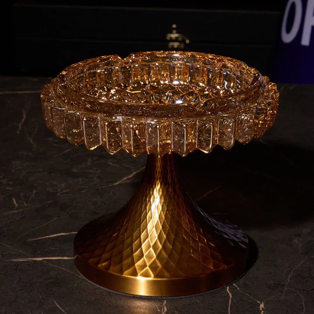 Elegant Series Sapphire Crystal Ashtray & Candy Dish - 15 cm Footed Luxury Office Object