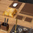 Brown & Gold Leather 14-Piece Premium Desk Set