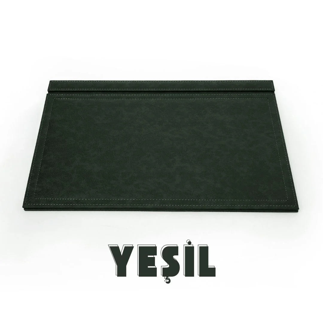 Large Leather Desk Set with Flap - Green | 50x35 cm (4 Free Coasters)
