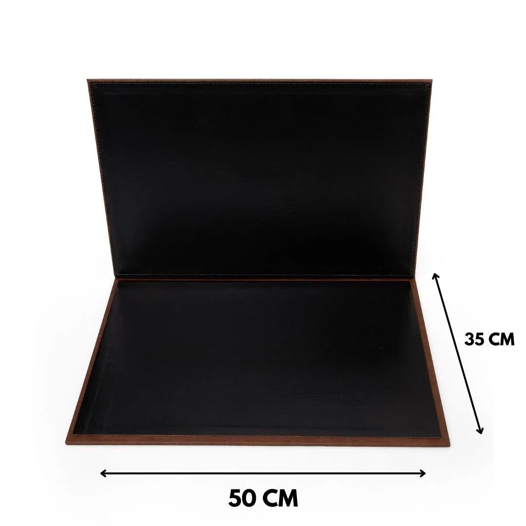 Large Leather Desk Set with Flap - Tan | 50x35 cm (4 Free Coasters)