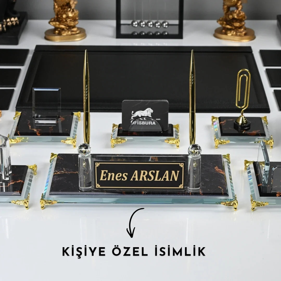 Elegance | 20-Piece Premium Crystal Desk Set & Nameplate Set