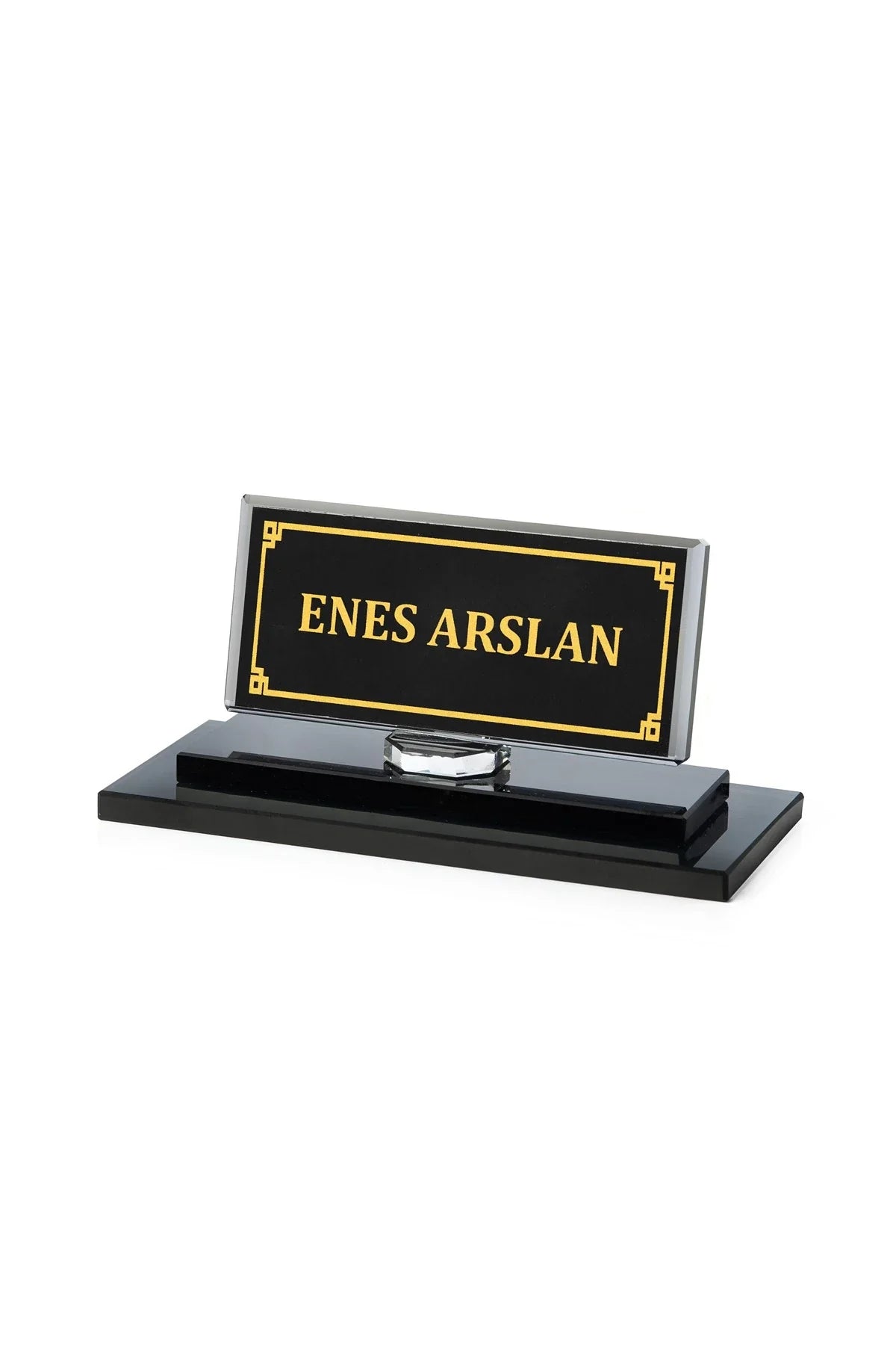 Liberty Crystal Desk Nameplate Black - Office Desktop Nameplate