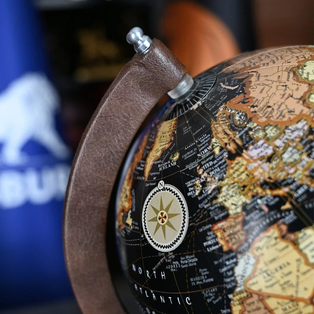 Atlas World 38 cm Leather-Wrapped Decorative World Globe