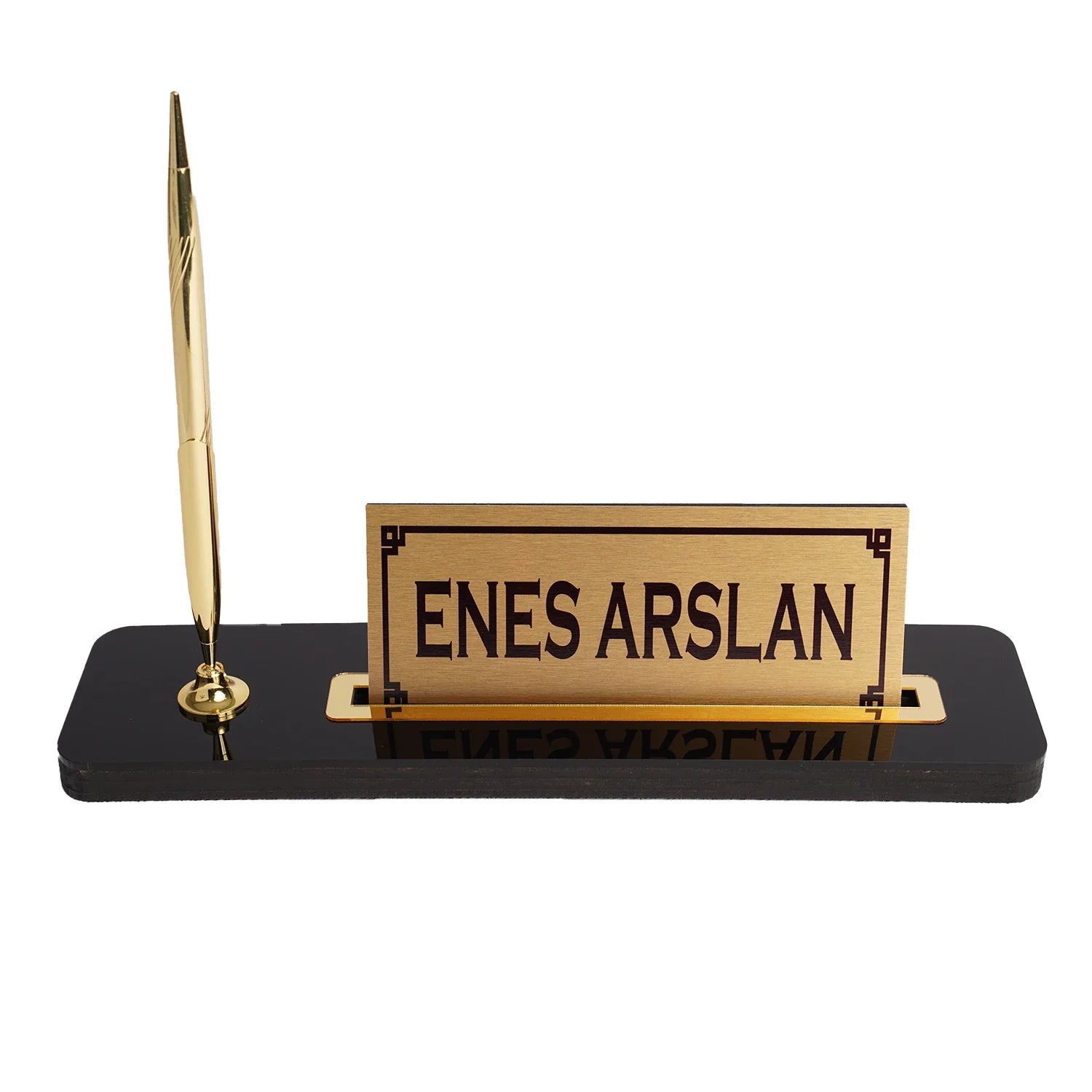 2-Piece Desk Set with Nameplate - Gold