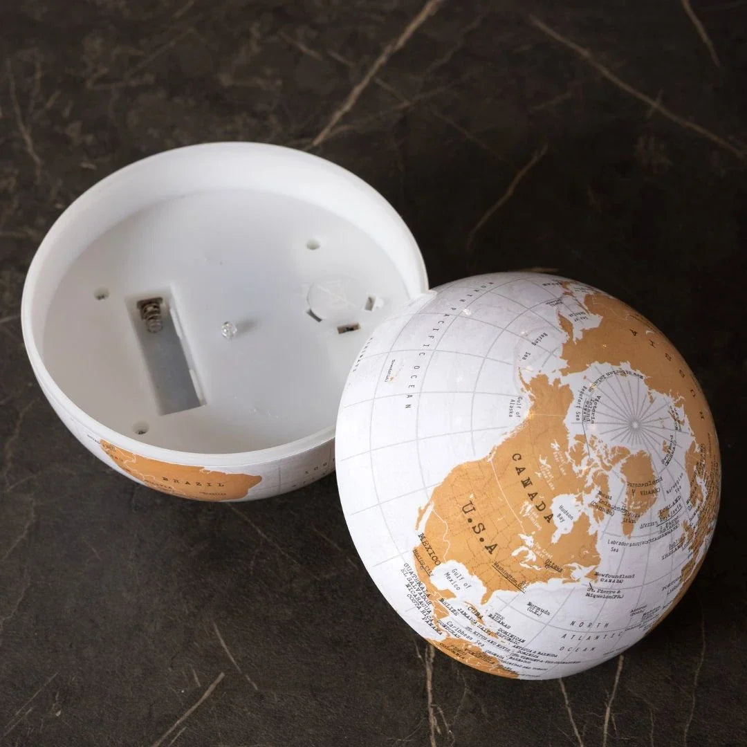 360° Automatic Rotating World Map | Brown & White