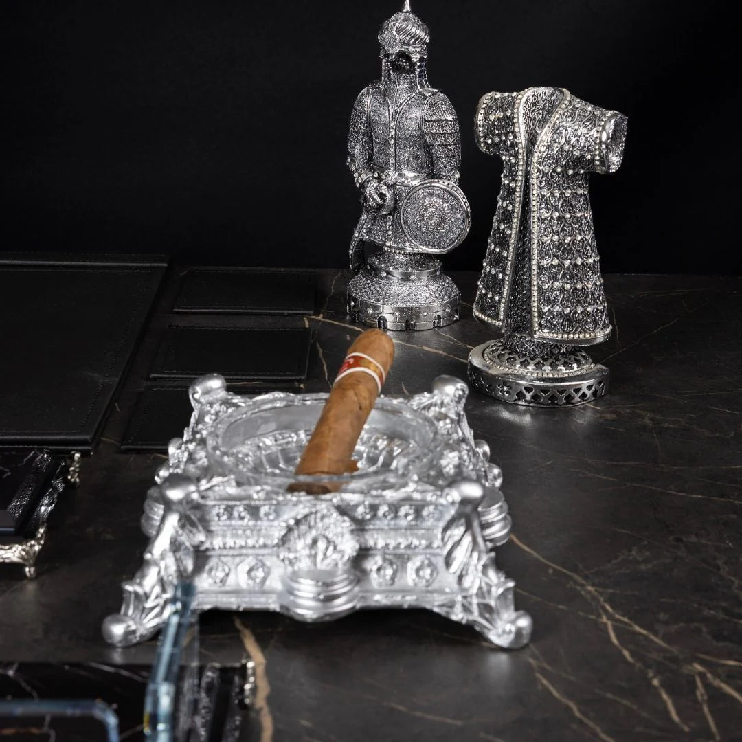 Zebra Black | 19-Piece Premium Crystal Desk Set & Nameplate Set