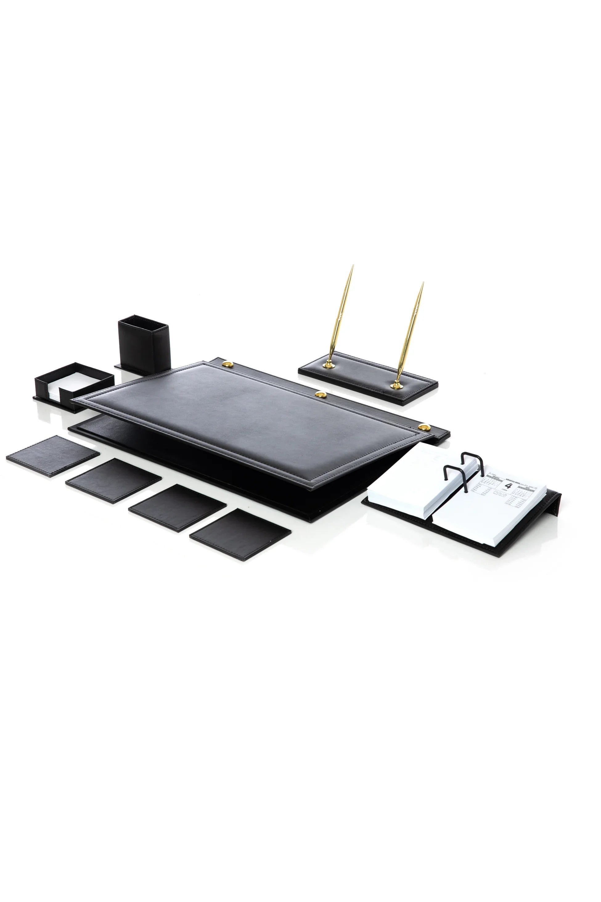 9-Piece Leather Desk Set with Accessories