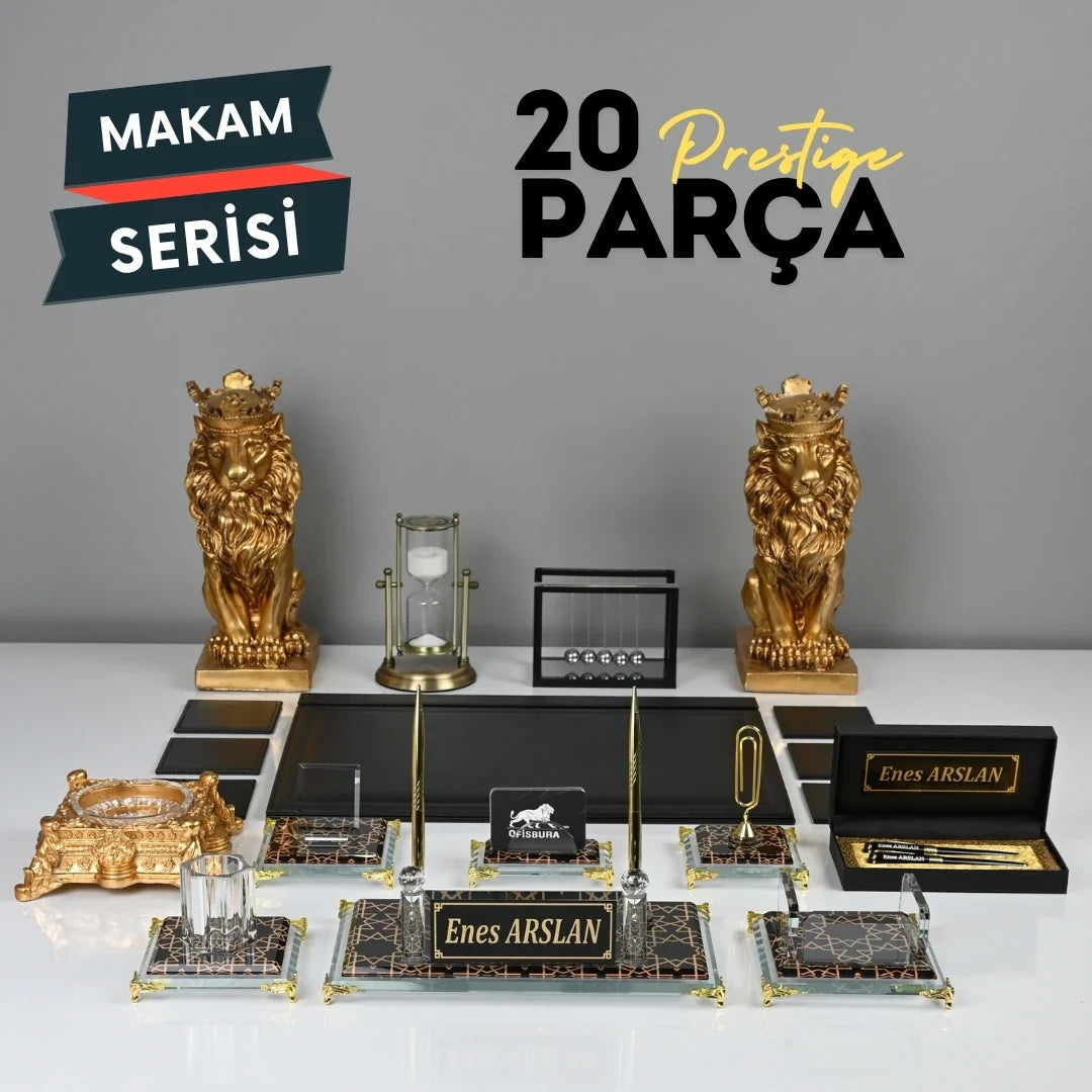 Prestige | 20-Piece Crystal Desk Set & Nameplate Set
