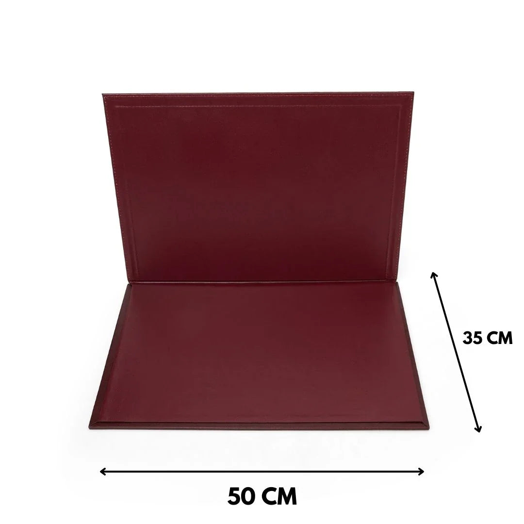 Large Leather Desk Set with Flap - Burgundy | 50x35 cm (4 Free Coasters)