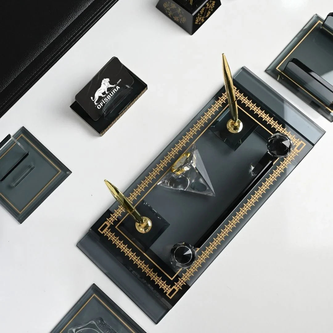 Diamond | 20-Piece Crystal Desk Set & Nameplate Set