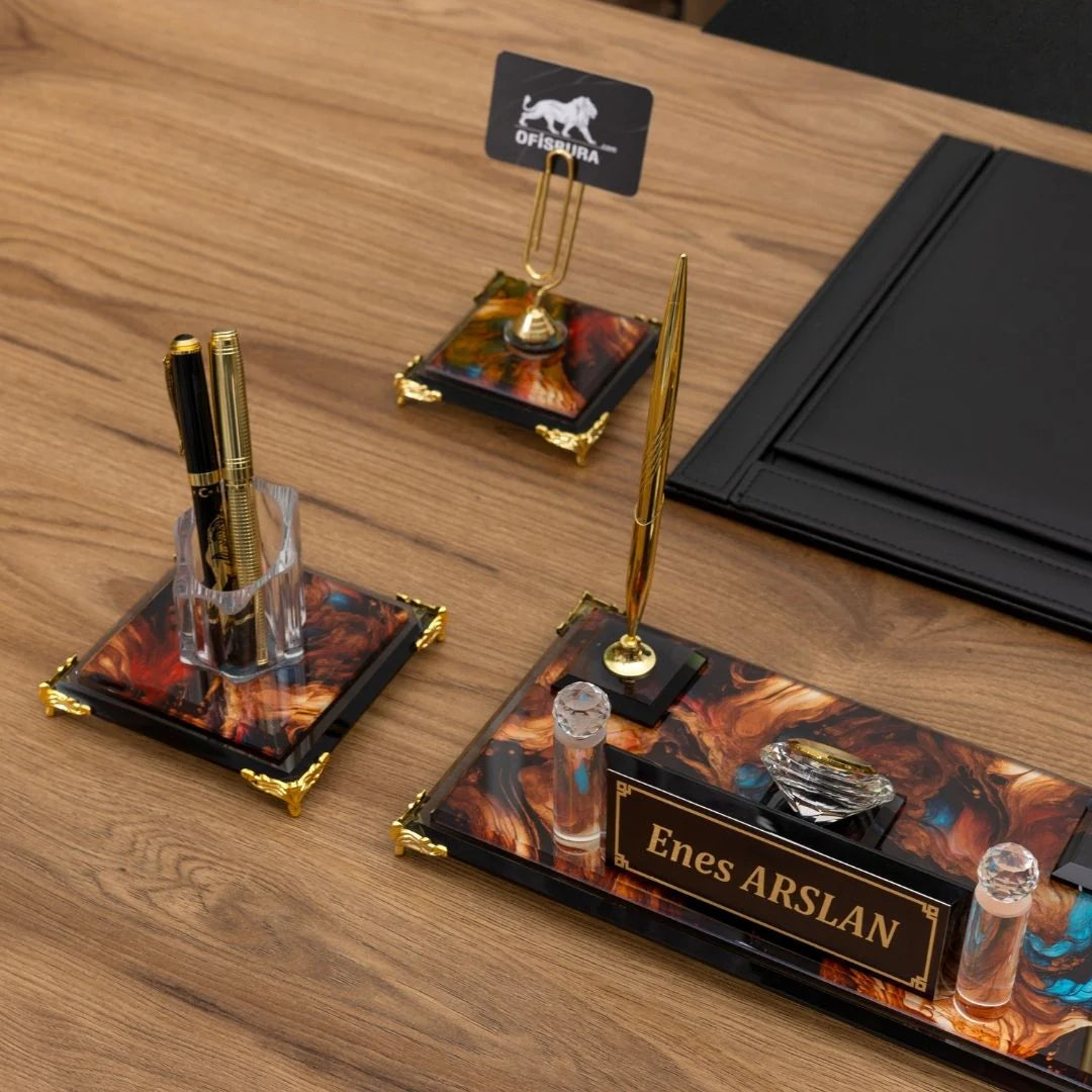Royalty | 7-Piece Crystal Desk Set & Nameplate Set