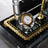 Knit-Pattern Gold Crystal Desk Nameplate - Dual Pen Holder & Clock Office Set