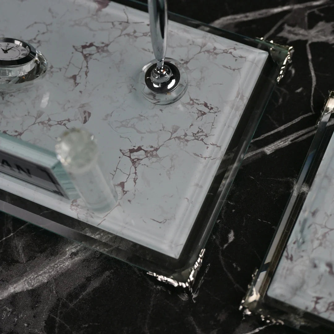 Pearl | Gift-Boxed 6-Piece Crystal Desk Set & Nameplate Set