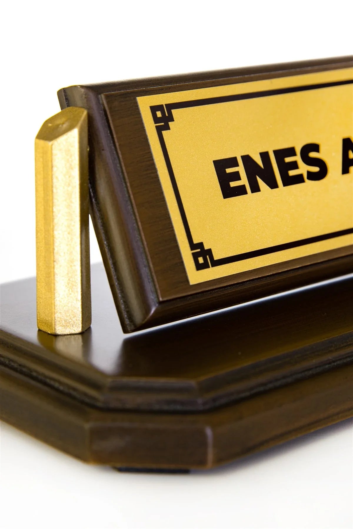 Brown Wooden Desk Nameplate