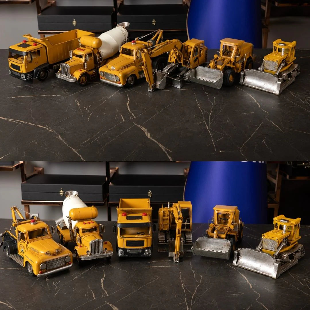 6-Piece Metal Construction Vehicle Set - Collectible Decorative Model